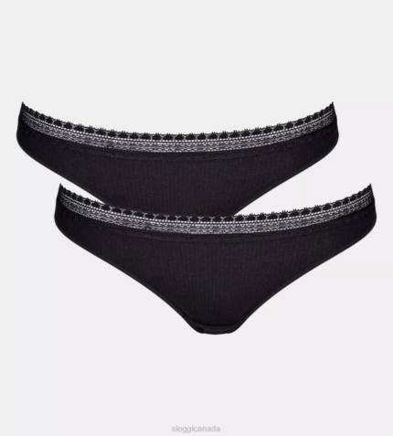 Knickers | N024637 Black GO RIBBED Brazilian knickers Women sloggi